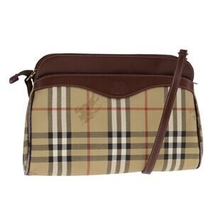 Burberry Nova Check Shoulder Bag Pvc Beige Brown Gold